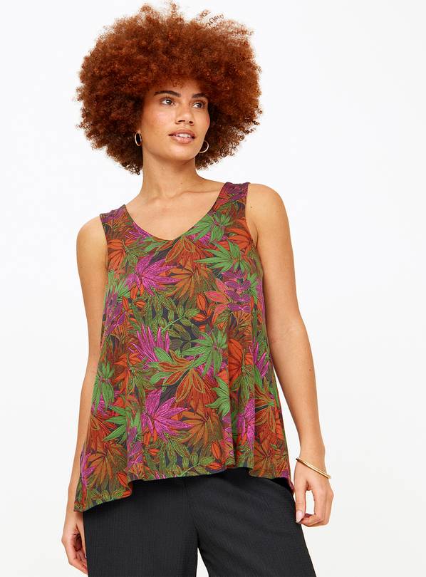 Tropical Leaf Print V Front Vest Top  26